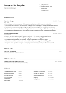 Operations Manager CV Example