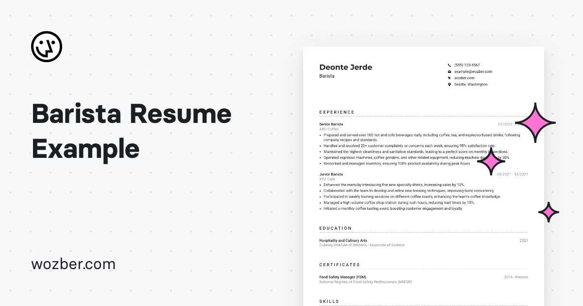 Barista CV Example