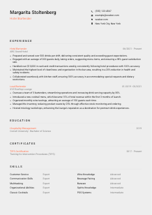 Hotel Bartender CV Template #3