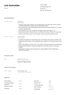 Baker Resume Template #6