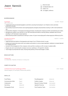 Food Stylist CV Template #1