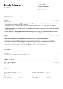 Grill Cook Resume Example