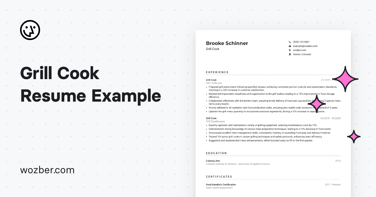 Grill Cook Resume Example