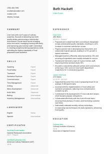 Line Cook Resume Template #14