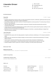Pastry Chef Resume Example