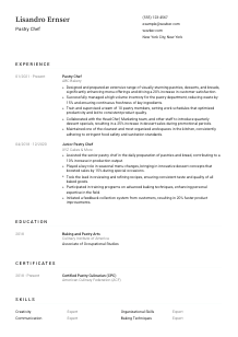 Pastry Chef Resume Template #1