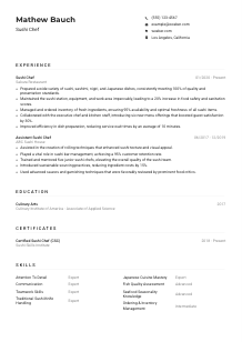 Sushi Chef CV Example