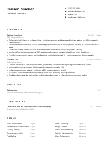 Culinary Consultant CV Example