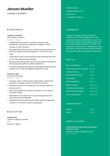 Culinary Consultant Resume Template #2