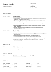 Culinary Consultant Resume Template #1