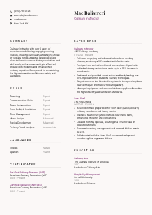 Culinary Instructor Resume Template #3