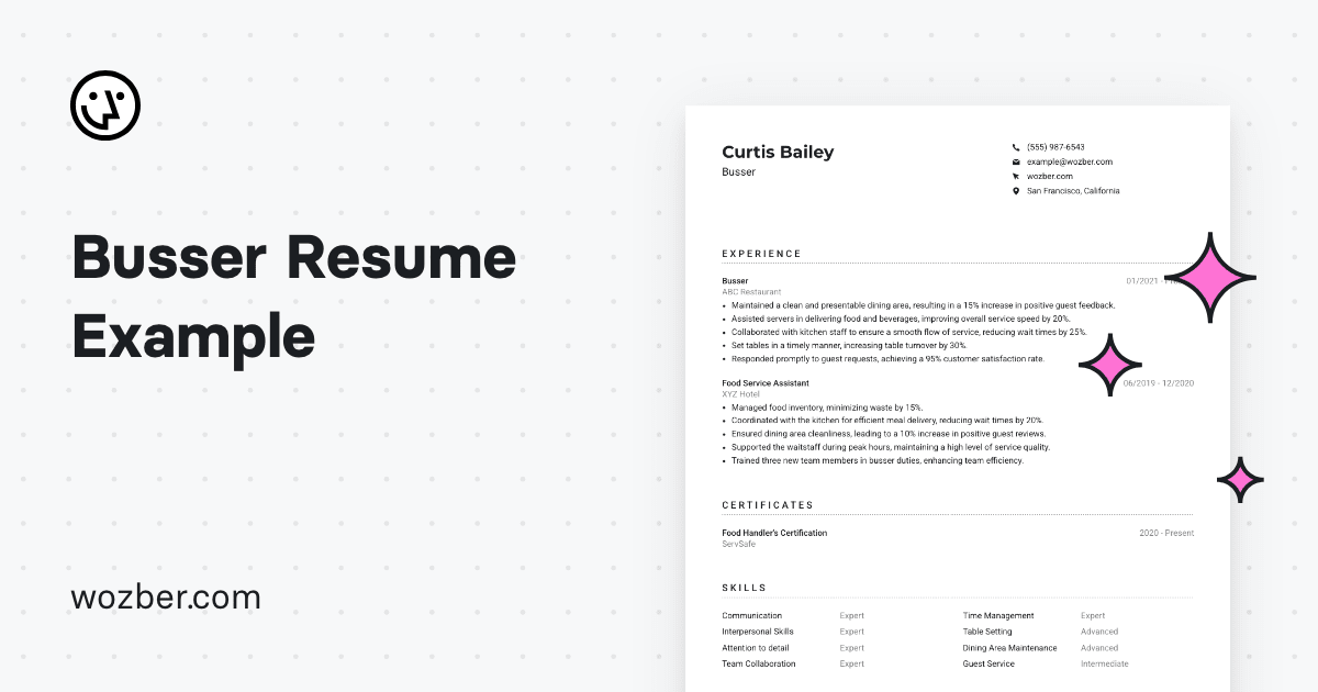 Busser Resume Example