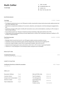 Concierge CV Example
