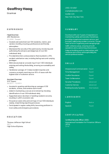 Doorman CV Template #16