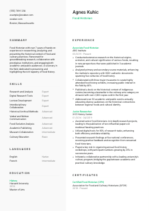 Food Historian CV Template #2