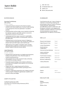 Food Historian Resume Template #1