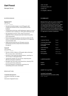Banquet Server CV Template #3