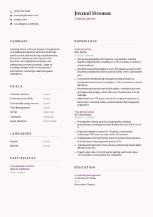 Catering Server Resume Template #3