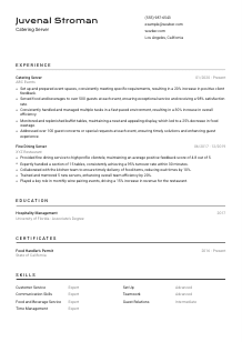 Catering Server Resume Template #2