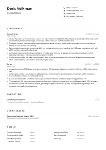 Cocktail Server Resume Example
