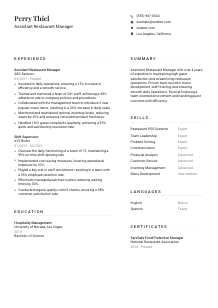 Assistant Restaurant Manager Resume Template #1