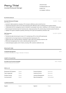 Assistant Restaurant Manager Resume Template #2