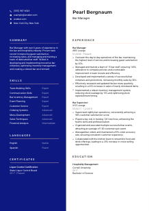 Bar Manager CV Template #3