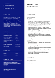 Dining Room Manager Resume Template #3
