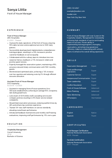 Front of House Manager Resume Template #15