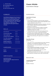 Guest Relations Manager CV Template #3