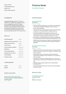 Hospitality Manager Resume Template #14
