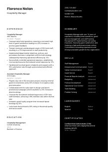 Hospitality Manager Resume Template #17