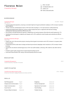 Hospitality Manager CV Template #4