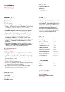 Kitchen Manager CV Template #2