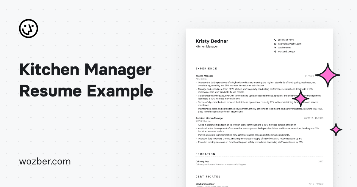 Kitchen Manager Resume Example - Og 