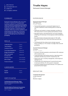 Restaurant General Manager Resume Template #3