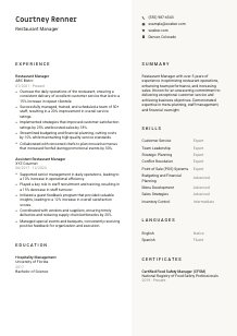 Restaurant Manager CV Template #13