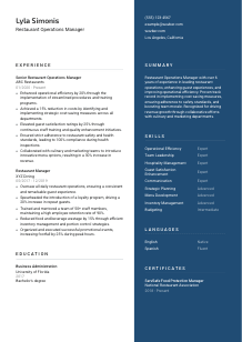 Restaurant Operations Manager Resume Template #2