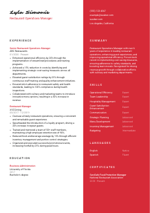 Restaurant Operations Manager Resume Template #3