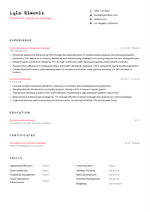Restaurant Operations Manager Resume Template #1