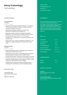 Fast Food Worker Resume Template #2