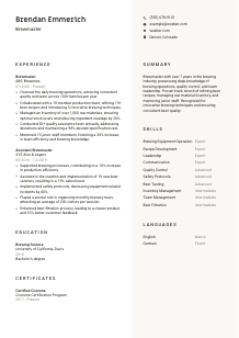 Brewmaster Resume Template #13