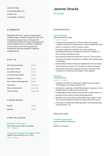 Mixologist Resume Template #2