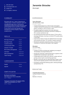 Mixologist CV Template #3