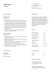 Sommelier Resume Template #7