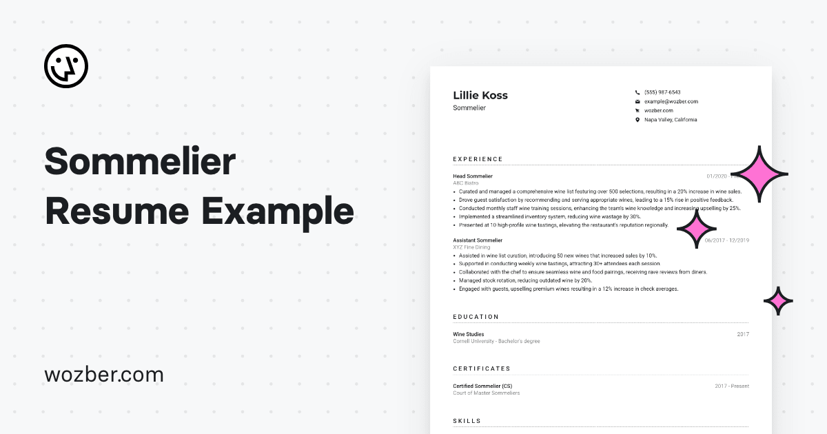 Sommelier Resume Example