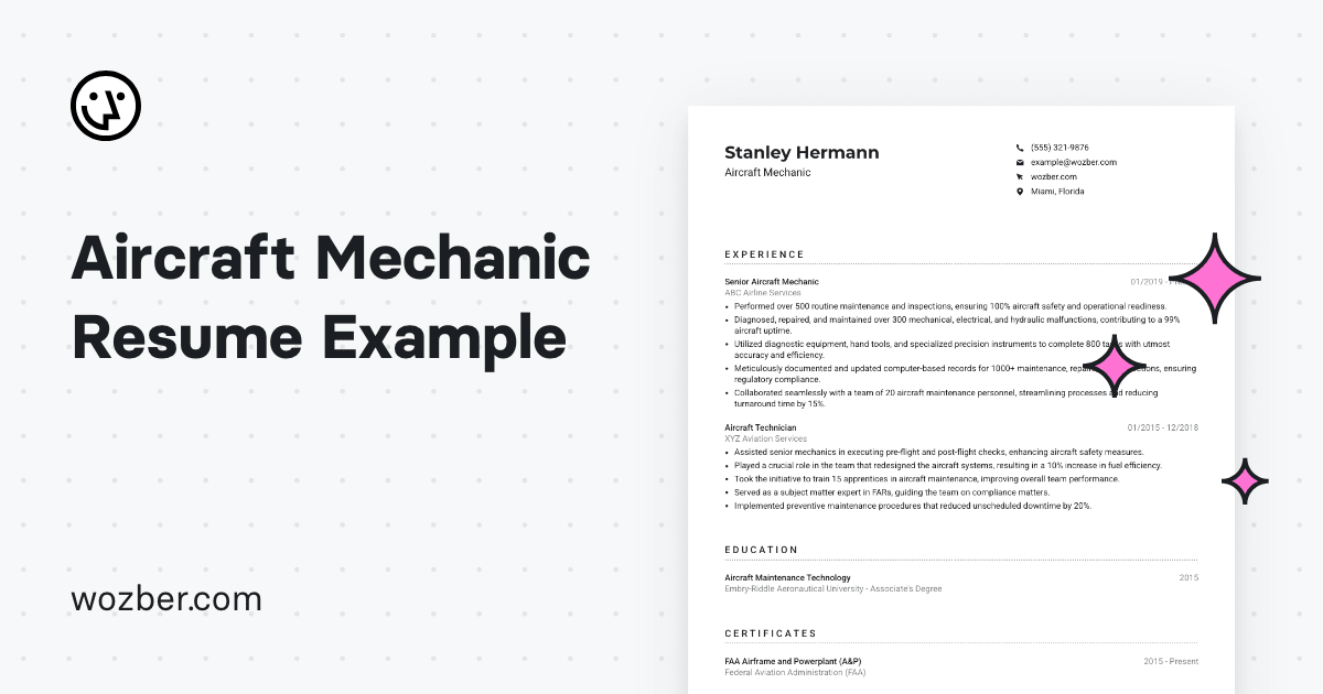 Aircraft Mechanic CV Example