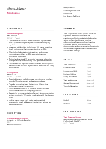 Train Engineer CV Template #2