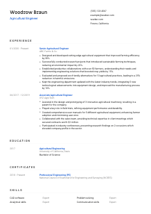 Agricultural Engineer Resume Template #8