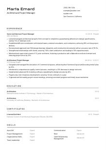 Architectural Project Manager Resume Template #9